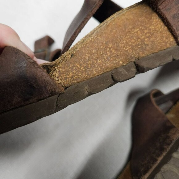 Birkenstock Larisa Womens Sandals Size‎ 41 10 Brown Leather Cork Footbed - Picture 12 of 16